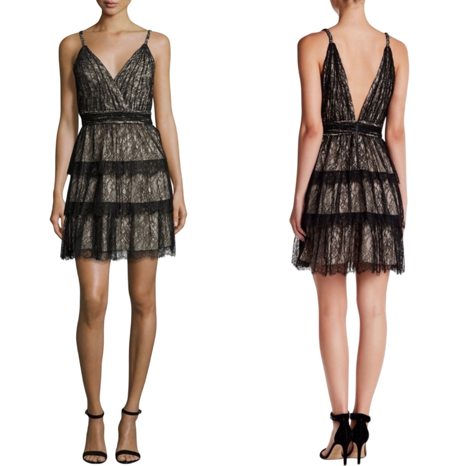Alice + Olivia Lace Olive Tiered Mini Dress